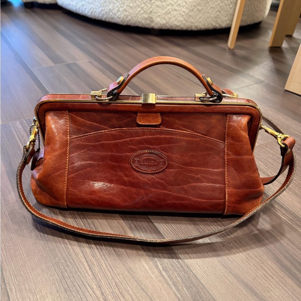Oroton Tan Leather Bag with Gold Details
